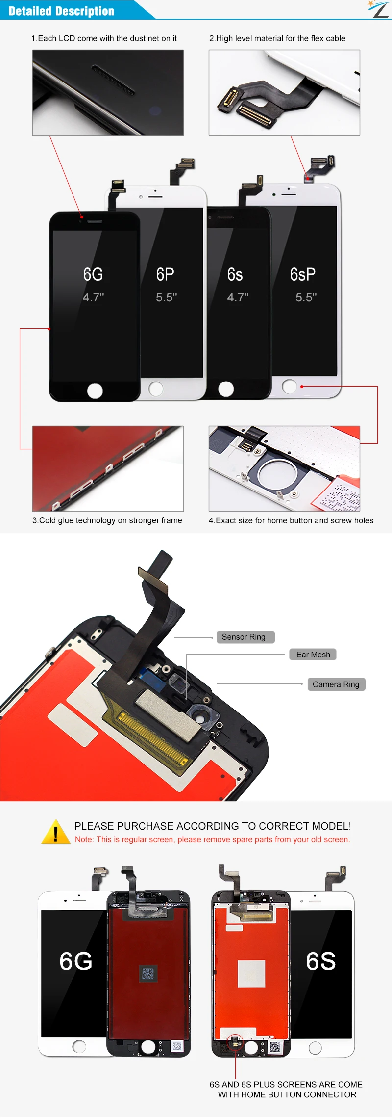 AAA ЖК-дисплей 3D Сенсорный экран Ecran для iPhone 6 6 плюс 6 S плюс ЖК-дисплей Дисплей Pantalla дигитайзер Ассамблеи замена