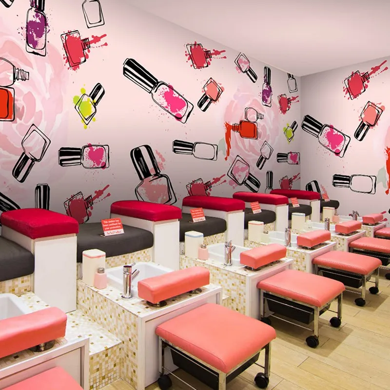 

photo wallpaper fashion Manicure mural 3D hand-painted watercolor beauty salon boutique shop wallpaper mural