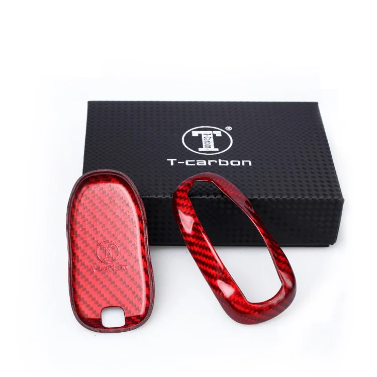 

Accessories Red Genuine Carbon Fiber Car Auto Key Case Shell For Tesla Model S 2012-2018