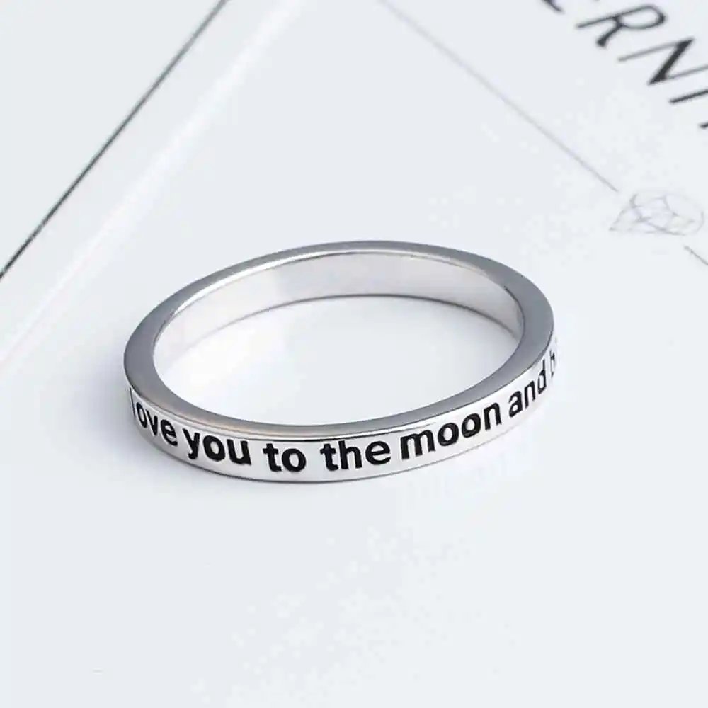 С надписью I Love You to The Moon And Back (мама я тебя 925 пробы Серебряные кольца для Для женщин