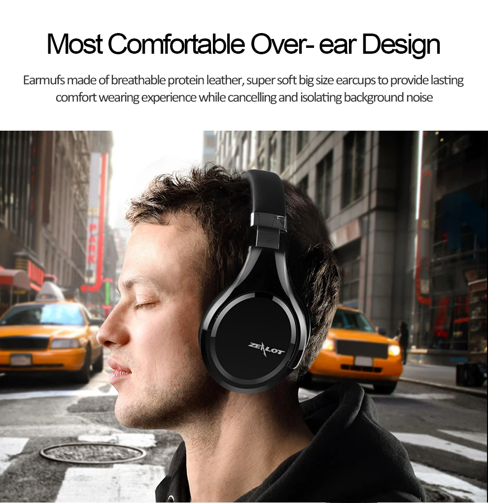ZEALOT B21 накладные басы стерео Bluetooth наушники Беспроводная гарнитура сенсорное управление шумоподавление с микрофоном