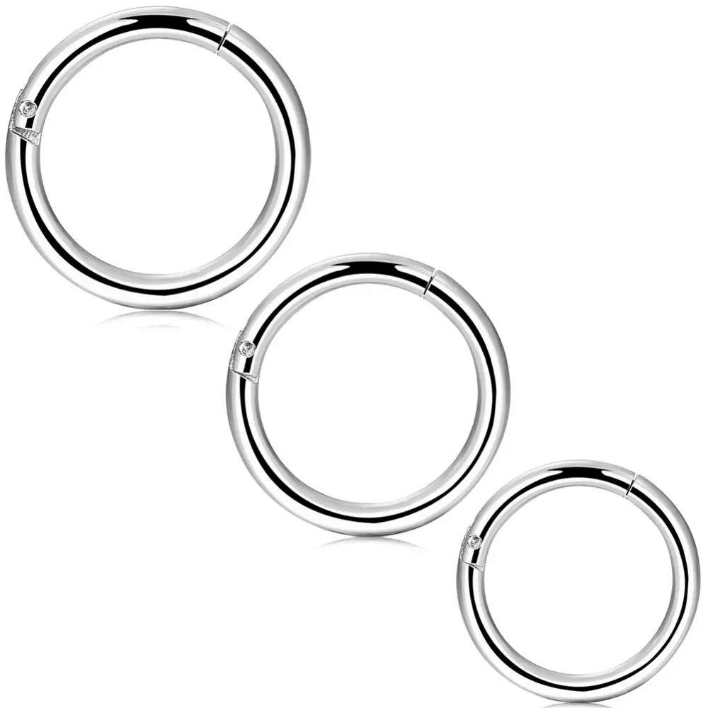 3pcs set Тело панк 16g шарнирные сегментные кольца 316L хирургическая сталь для носа и губ обруч Пирсинг для носовой перегородки Tragus Daith серьги для ушного хряща пирсинг - Окраска металла: 3pcs set