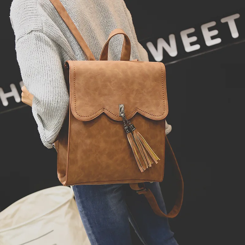 Повседневное Для женщин рюкзак Ленточки одноцветное сумка портфель из