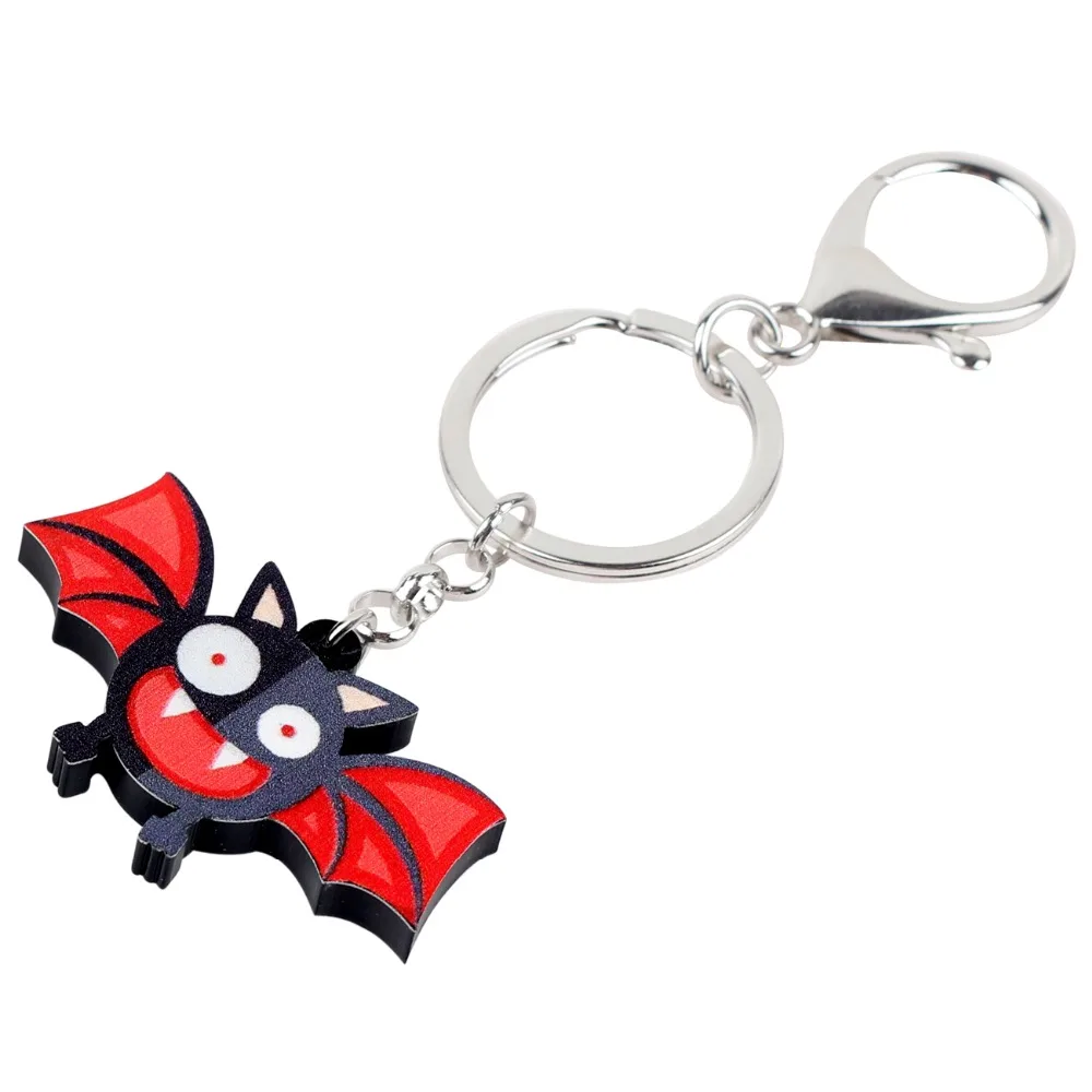 Bonsny акриловые брелки для ключей на Хэллоуин Happy Bat милые кольца в стиле аниме