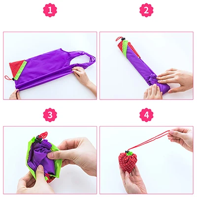 Women Shopping Bags 2019 Hot Creative Environmental Storage Bag Handbag Strawberry Foldable Reusable Grocery Nylon Eco Tote | Багаж и