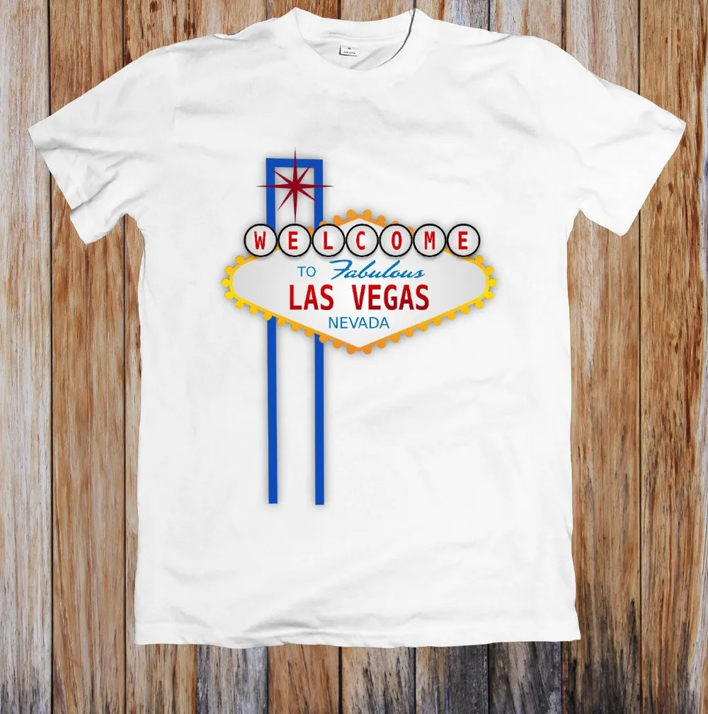 

Fashion Brand T Shirts Men Summer Print Casual T-Shirt Men Brand Las Vegas Sign T-Shirt Cool Tops