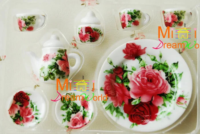 

Миниатюрный Кукольный домик, цвет розы, фарфоровые чайные наборы из 8