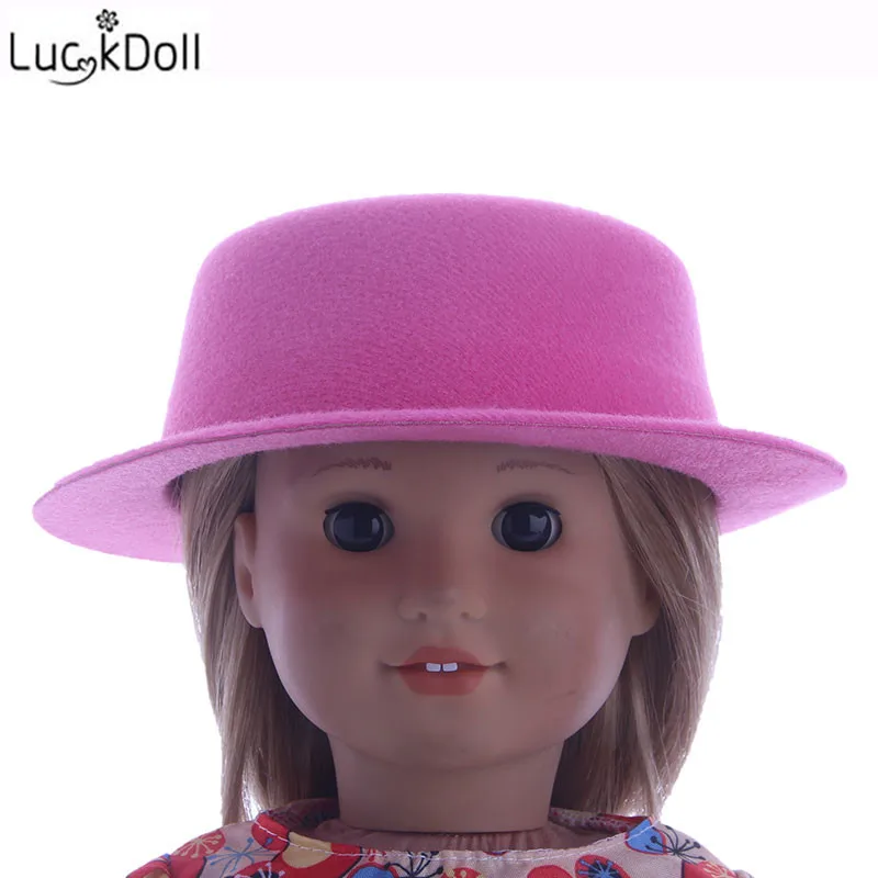 LUCKDOLL модные новые конфетного Цветной шерсть с плоским верхом шапка аксессуары для игрушечной куклы для 18 дюймов американская кукла лучший подарок