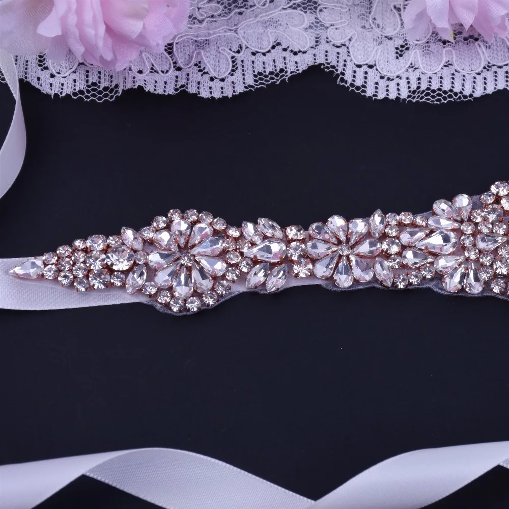 Rose Gold Rhinestones Bridal Belt Luxury Crystal Wedding Diamond Sash For Dress Accessories | Свадьбы и торжества