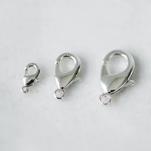 20 шт.лот серебряные застежки-карабины, настоящая латунь с родиевым покрытием (не имитация), застежки для ожерелья, браслета