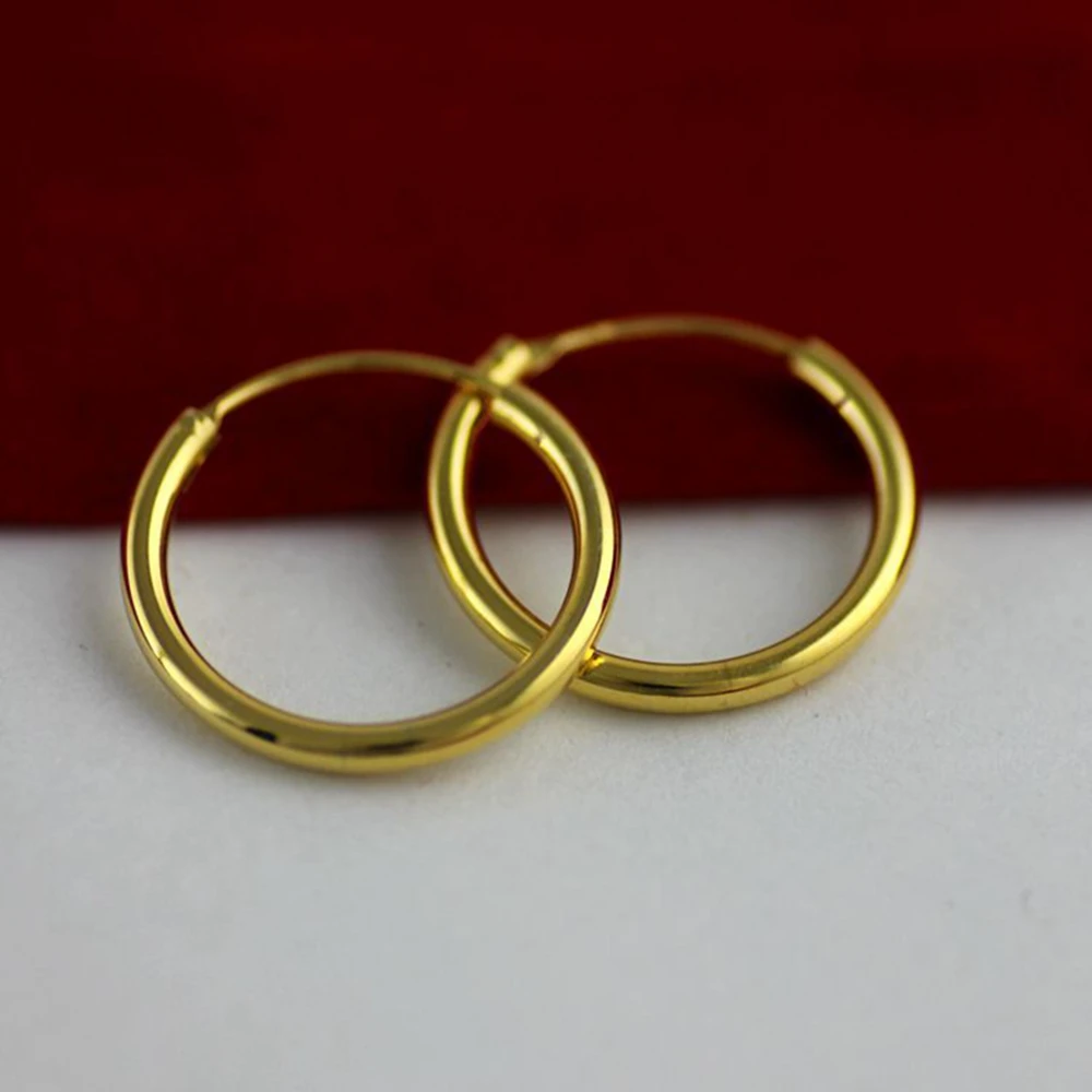 Гладкие Женские серьги кольца с желтым золотом 20 мм|hoop earrings|women hoop earringsearrings earrings |