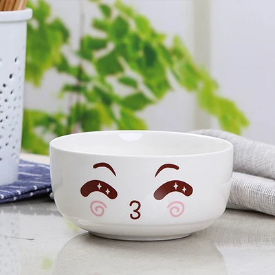Серый Мультяшная керамическая чаша Happy Expression кухонные Миски Керамические Детские кухонные чаши аксессуары - Цвет: Серый