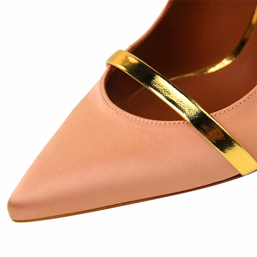 7 Colors Solid Silk Women Slippers Pointed Toe Outdoor Sandals High Heels Woman Sexy Party Show Thin Ladies Shallow Summer Shoes