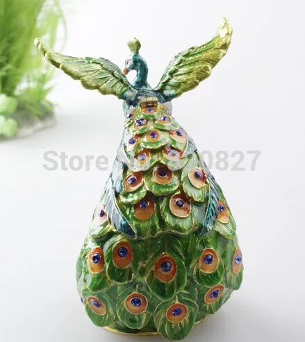 Большой мужской Павлин статуэтка в коробке Чешские кристаллы Птица Ювелирные