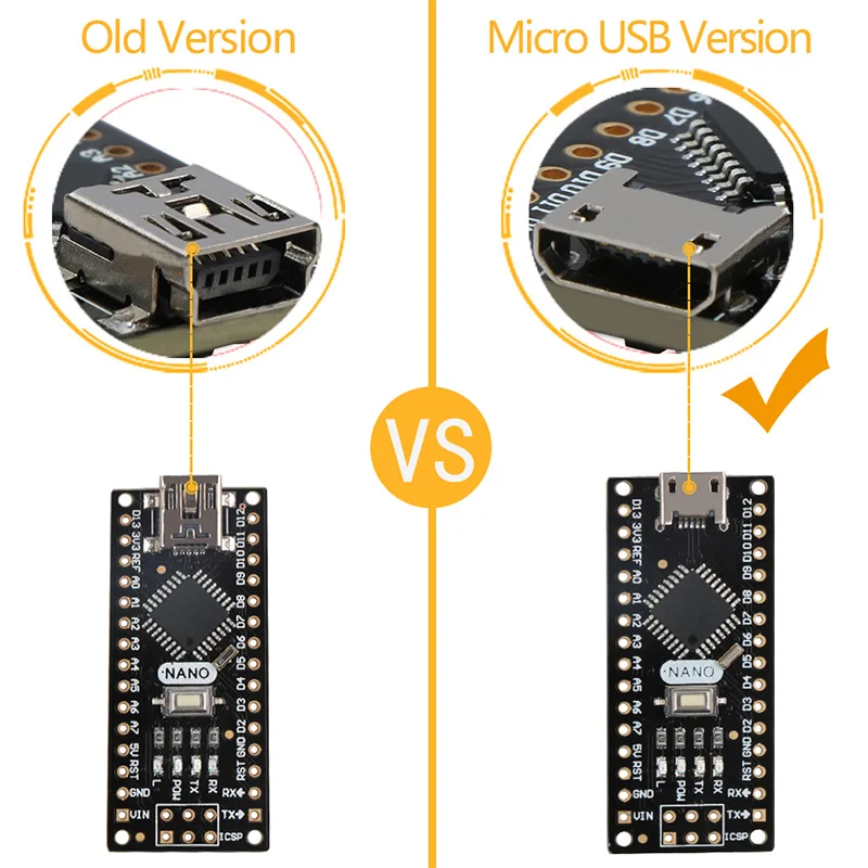 Для Arduino Nano V3.0 Keywish Micro USB ATmega328P 5V 16M CH340 материнская плата|Интегральные схемы| |