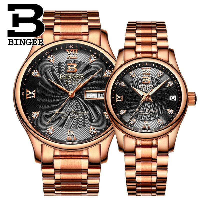 Часы мужские механические из нержавеющей стали золотистые 18 к | Наручные часы