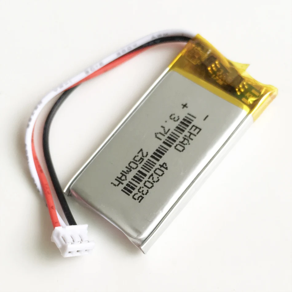 3,7 V 250 мА/ч, 402035 литиево-полимерный lipo Перезаряжаемые батарея JST 1,5 мм 3pin разъем для gps Mp3 gps bluetooth smart watch