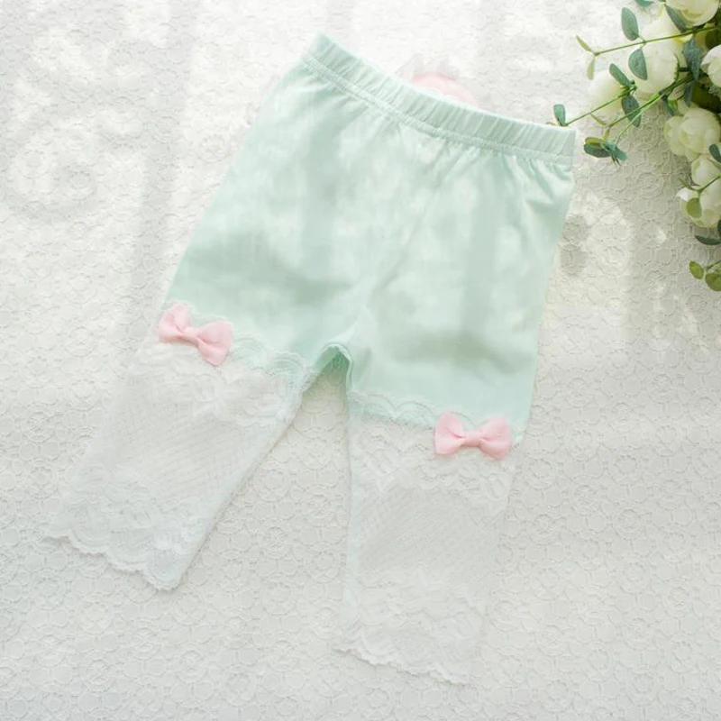 2018 new summer Korean style solid skinny lace splice kids leggings baby mm clothes girls bow calf-length pant | Детская одежда и