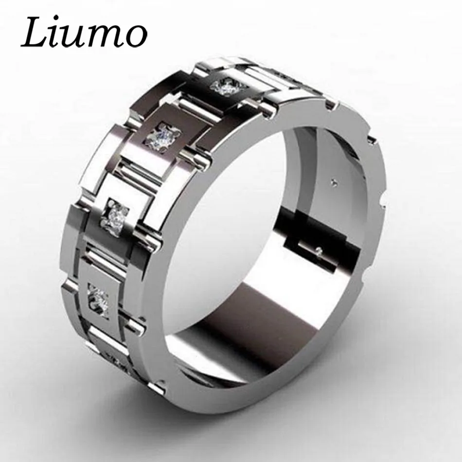 Модные мужские обручальные кольца Liumo Lr978 из сплава с кристаллами | Украшения и