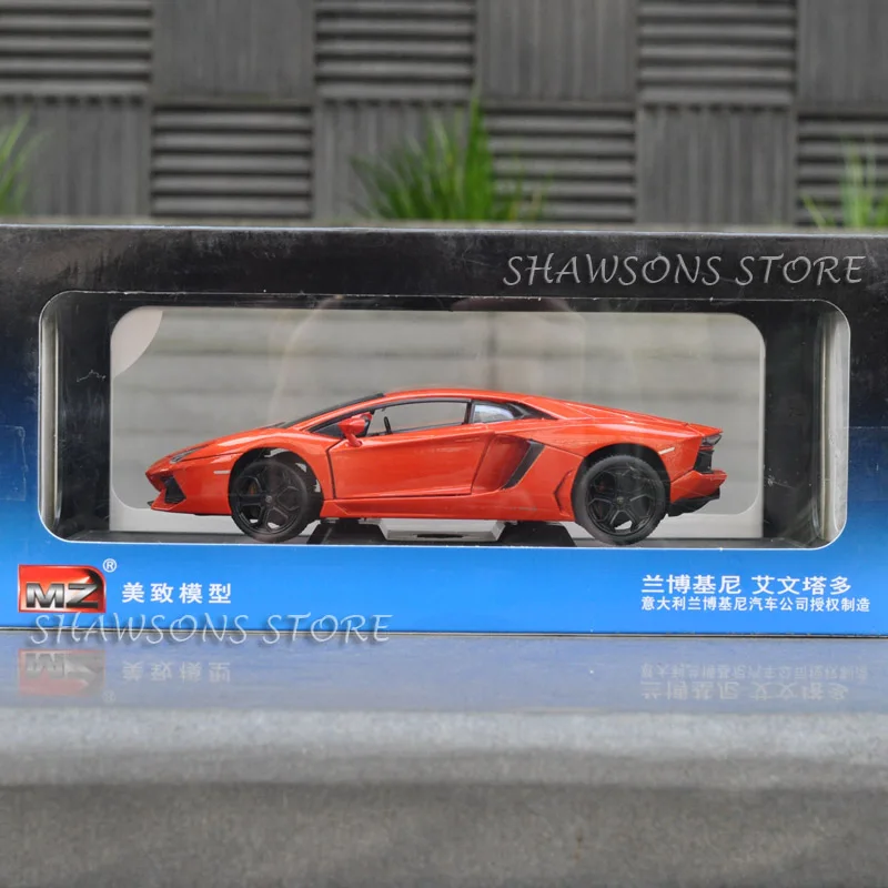 Литая под давлением Металлическая Модель автомобиля игрушки 1:24 Lamborghin Aventador Реплика коллекция - Цвет: Orange in Box