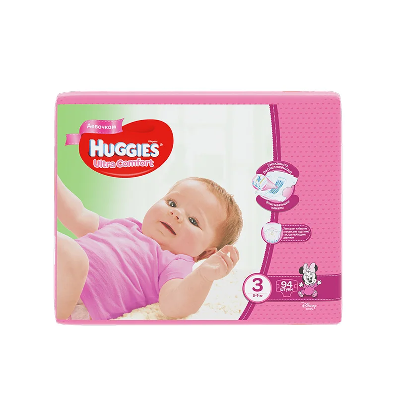 Подгузники Huggies для девочек Ultra Comfort 5-9 кг (размер 3) 94 шт | Мать и ребенок