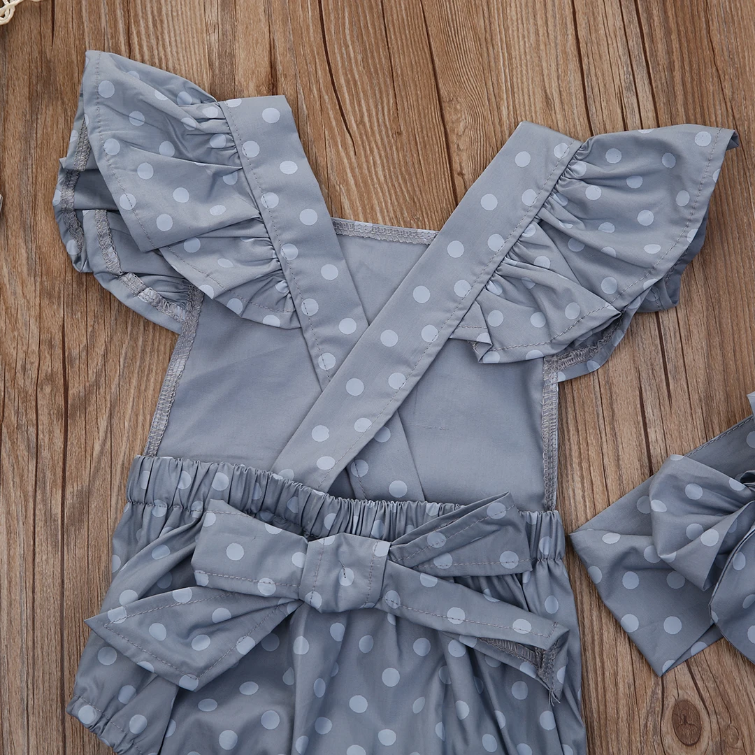 CITGEETT 2Pcs/Set Пеленки с рукавами в горошек для новорожденных девочек, комбинезоны-ромперы, летние наряды на солнцепеке SS.