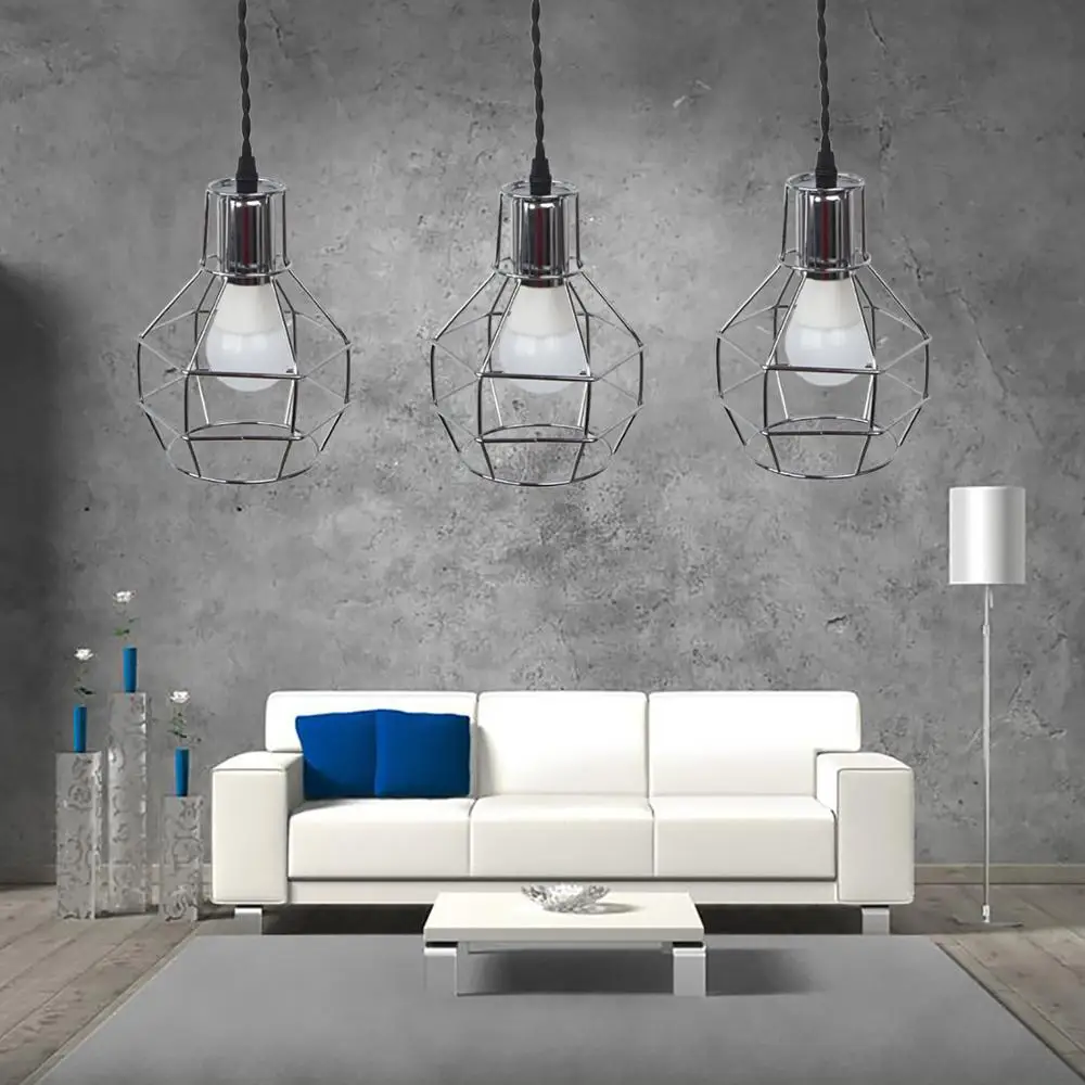 Металлическая Подвесная лампа E27 черная клетка минималистичный ретро светильник