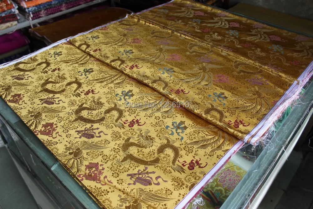 Китайская шелковая парча тканая Дамасская ткань cheongsam Подушка золотой цвет