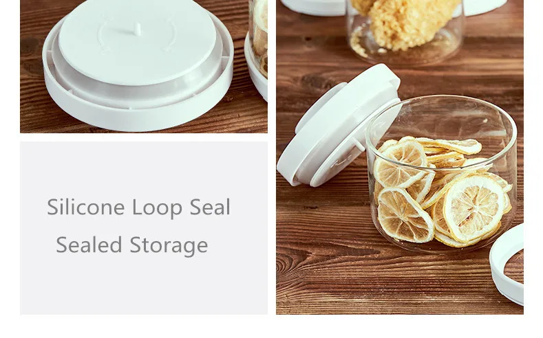 Airtight Food Glass Storage Box with Acrylic Spoon for Use Storing Cookies Sugar Flour Spices and Other Foods
