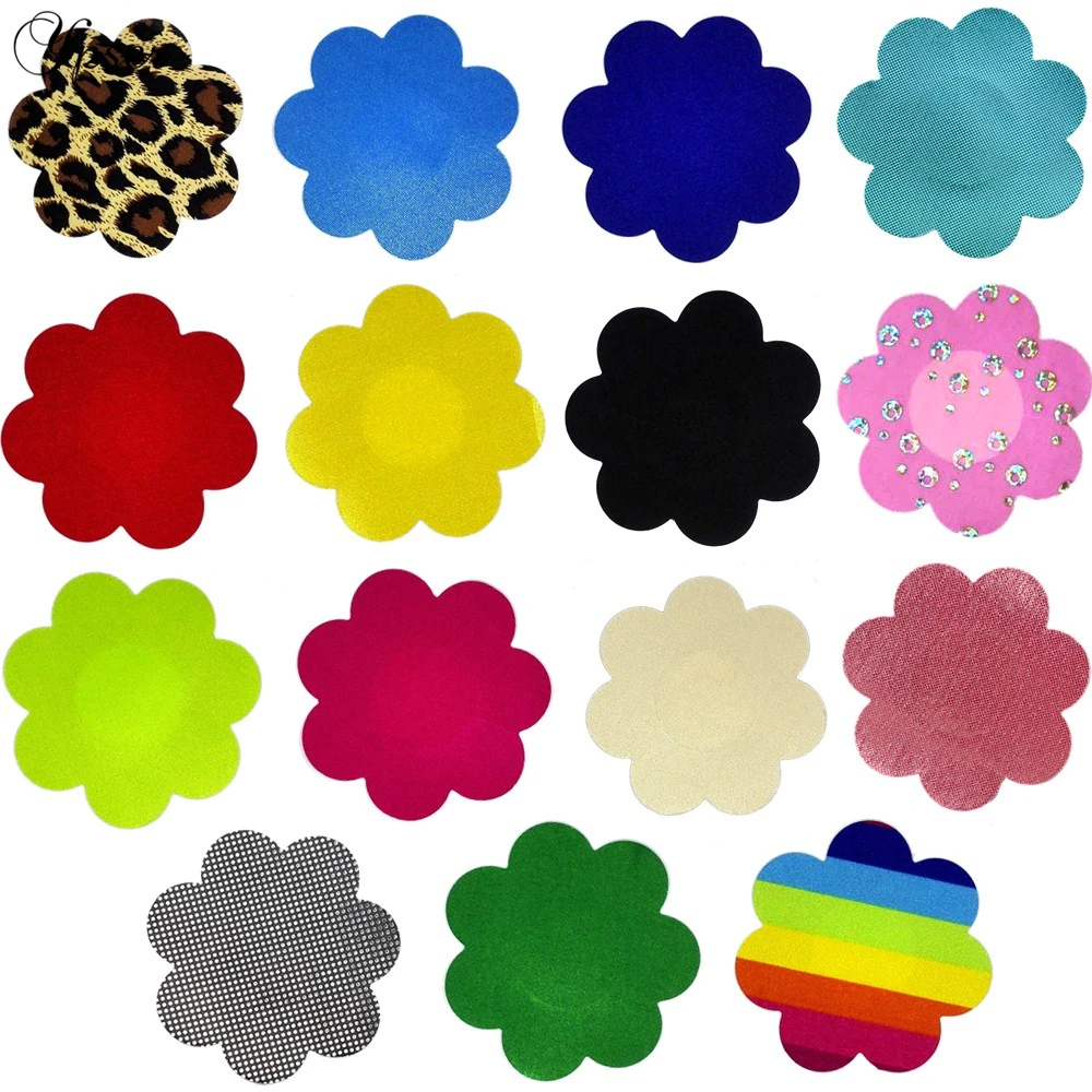 Flower Ypser 15 Pairs Смешанные Одноразовые Клей Пирожки-Сексуальная Соска Обложка Нескольких Цветов - Цвет: Flower