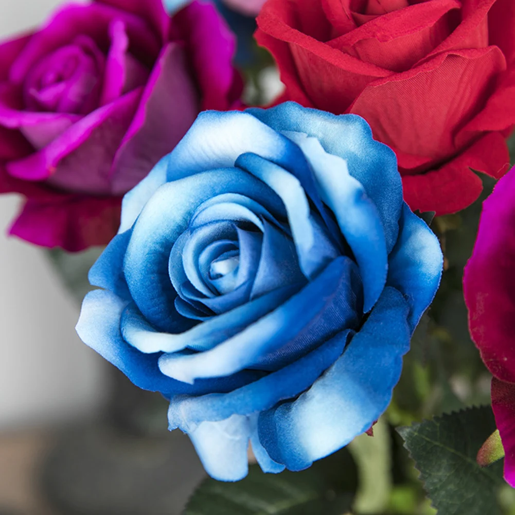 Искусственный Шелковый цветок Роза для одного влюбленного свадебная композиция