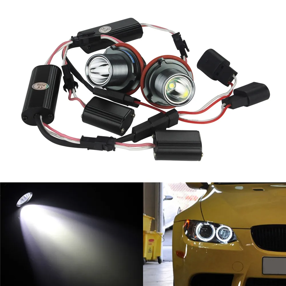 ANGRONG 10W светодиодные габаритные огни глаза ангела Halo Ring Kit 6000K ксеноновая лампа для