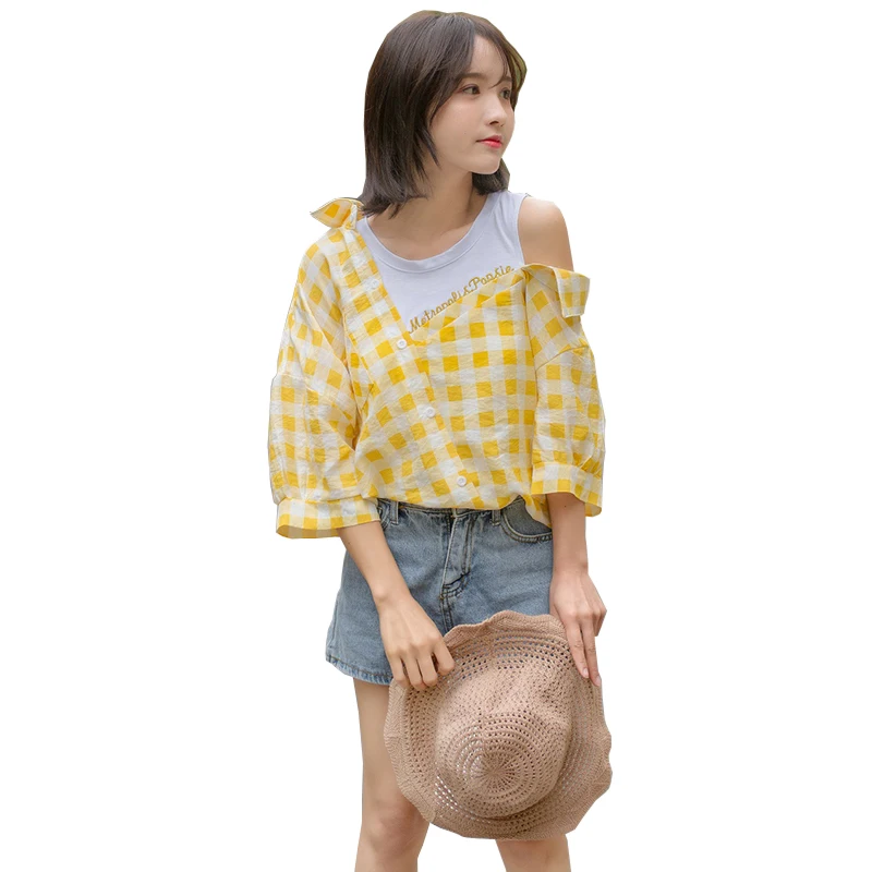 Рубашка Ttytree женская летняя ассиметричная с длинным рукавом и о вырезом|Рубашки| |