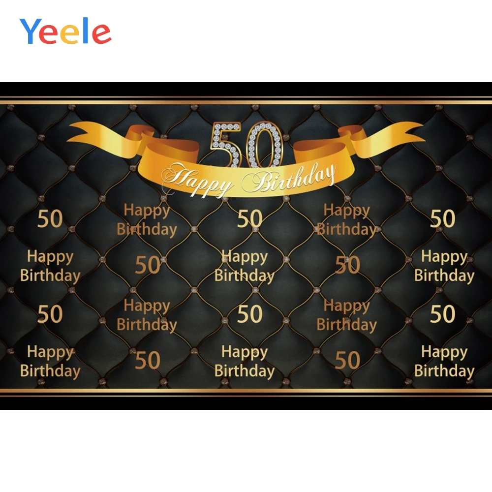 Yeele 50th с днем рождения Золотая лента простой элегантный фон для фотосъемки
