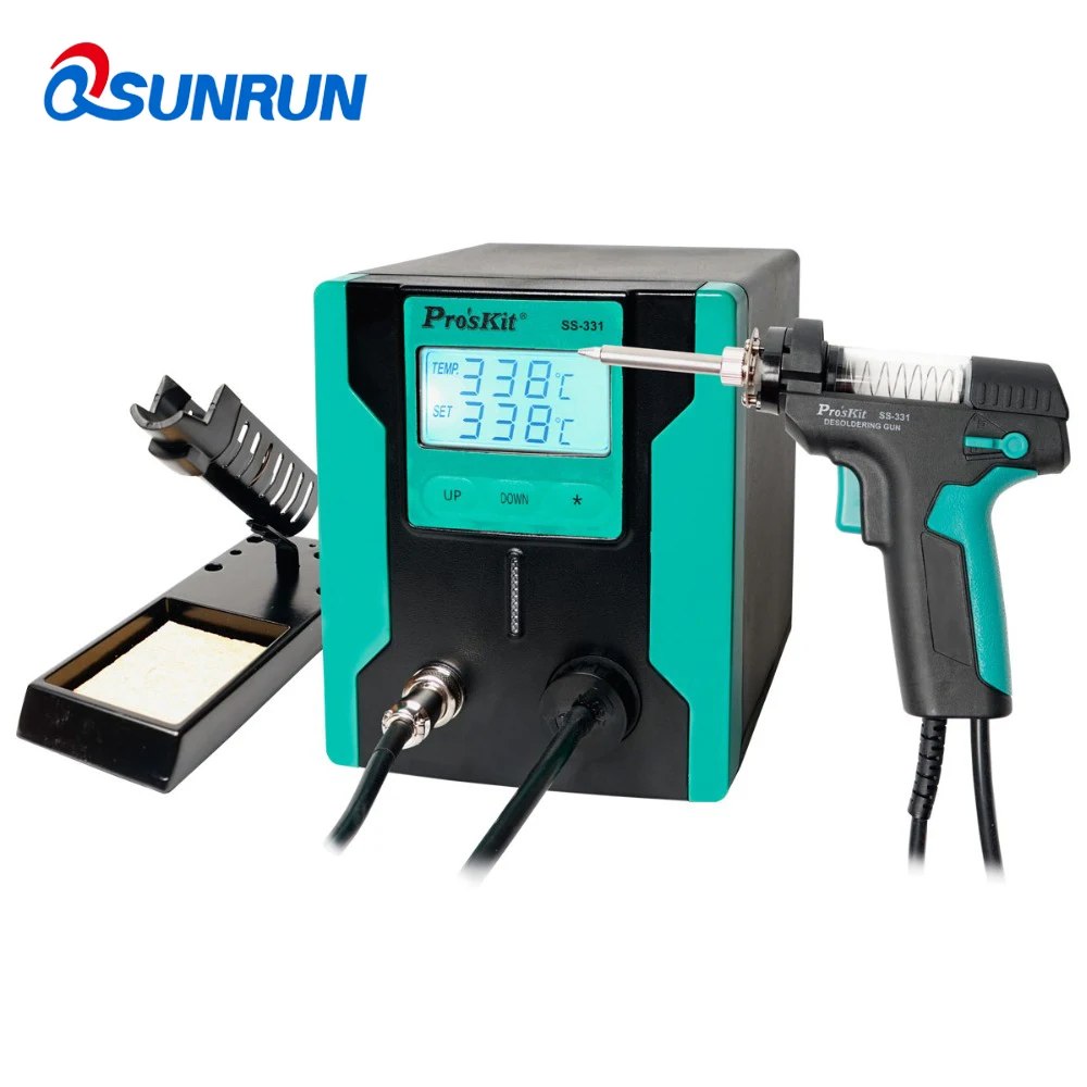 Qsunrun выпуск Pro'sKit SS-331H ESD lcd цифровой электрический насос для распайки BGA всасывающий вакуумный припой присоска пистолет