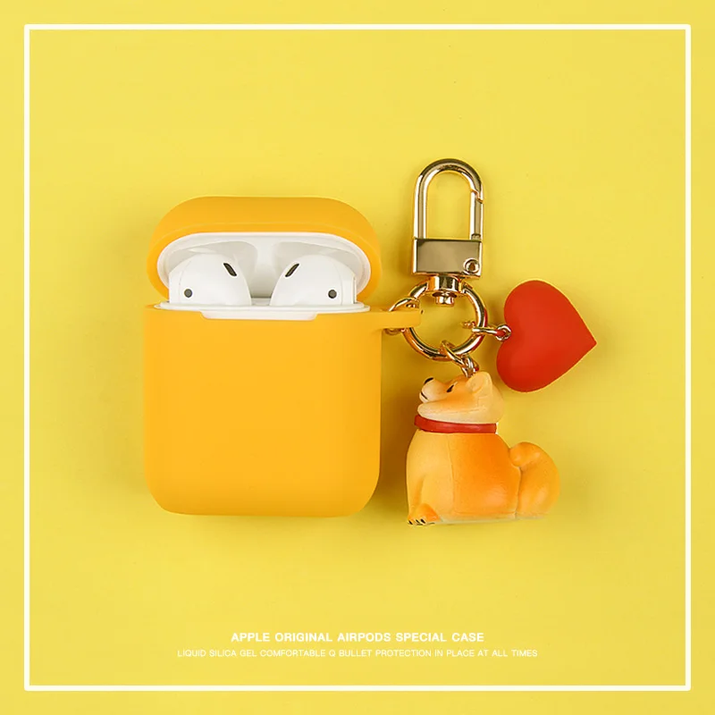 Чехол для AirPods с милой собакой кожухи головных телефонов для Apple Airpods 2 забавные аксессуары защитный чехол с брелоком