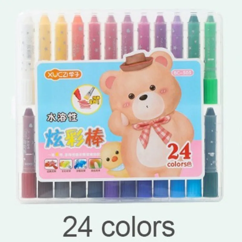 24 colors 36 цветов художественные маркеры для рисования мелки водорастворимые мягкие вращающиеся кисти масляная пастель художественный карандаш для рисования набор кистей канцелярские принадлежности - Color: 24 colors