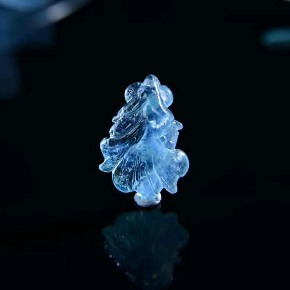 Высокое качество натуральный голубой аквамарин кулон для женщин Love Lucky 23 мм 18