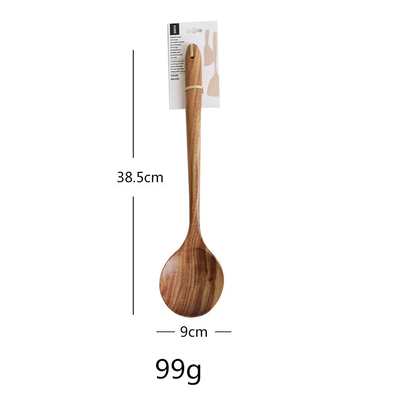 JJ1441LS38.5x9CM 12 форма ложка из натурального дерева половник длинный рисовый суп кулинарные ложки ложка для перемешивания цельная деревянная десертная ложка - Цвет: JJ1441LS38.5x9CM