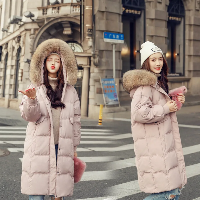 New Parka Winter Down Jacket Woman Hooded Coat Plus Size White Duck Overcoat Big Fur Collar Women Clothes Long coat LQ458 |