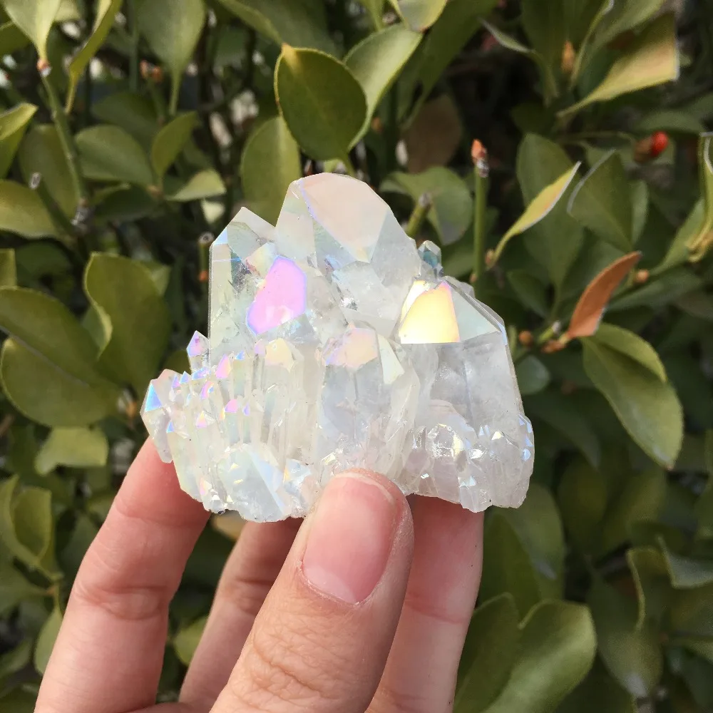 

103g Rare beautiful white flame aura quartz crystal cluster specimen