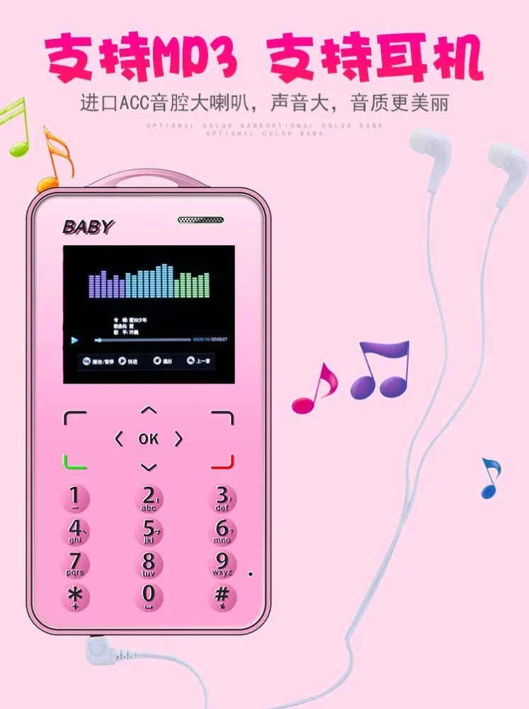 T5 мини мобильный телефон 1," ультра тонкий карман для карт студенческий MP3 низкий уровень радиации Кнопка Поддержка TF карта маленький тонкий размер сотовый телефон