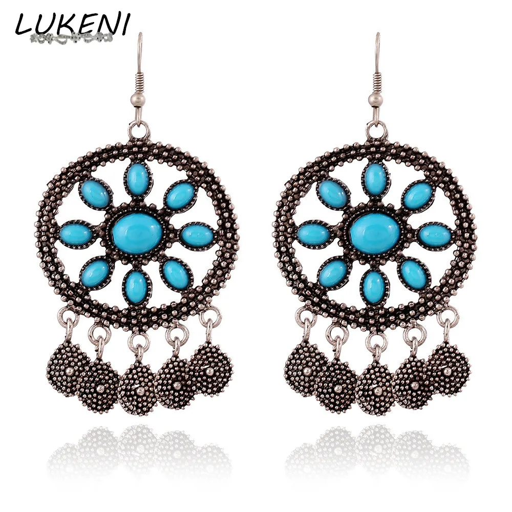 

LUKENI 10pairs Fashion Vintage Round Hyperbole Big Tassel Earrings Long Hollow Drop Wedding Dangle Earrings for Women DE124