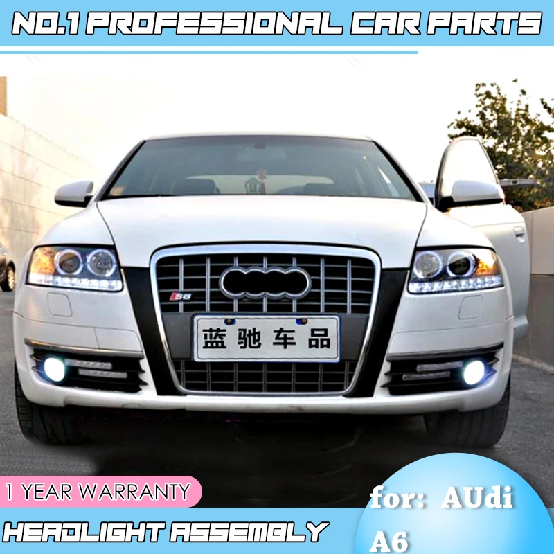 Для Audi A6 C5 фары 2005-2011 A6 светодиодный фары DRL Объектив Двойной Луч ксеноновый комплект HID ксеноновый Ближний и Дальний свет с двумя объективами Автомобильный Стайлинг