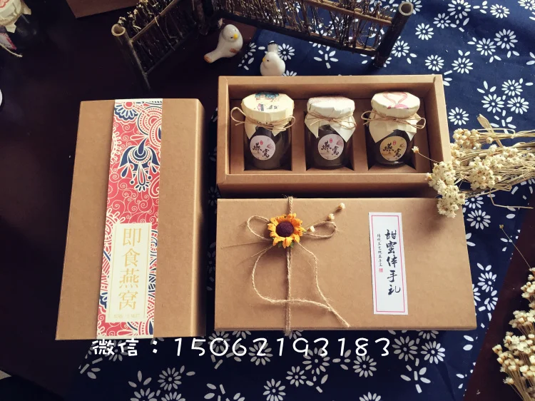 Коробка из крафт бумаги высокого качества 25*13*7 см для 3 стеклянных бутылок 100 мл
