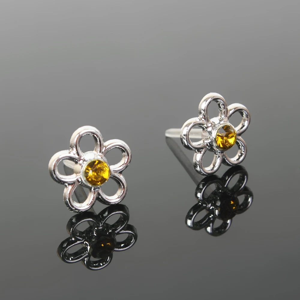 100pairs/set Acrylic Rhinestone Small Stud Earrings Set For Women Girls Gold Silver Color Geometric Flower Star Earring Jewelry | Украшения