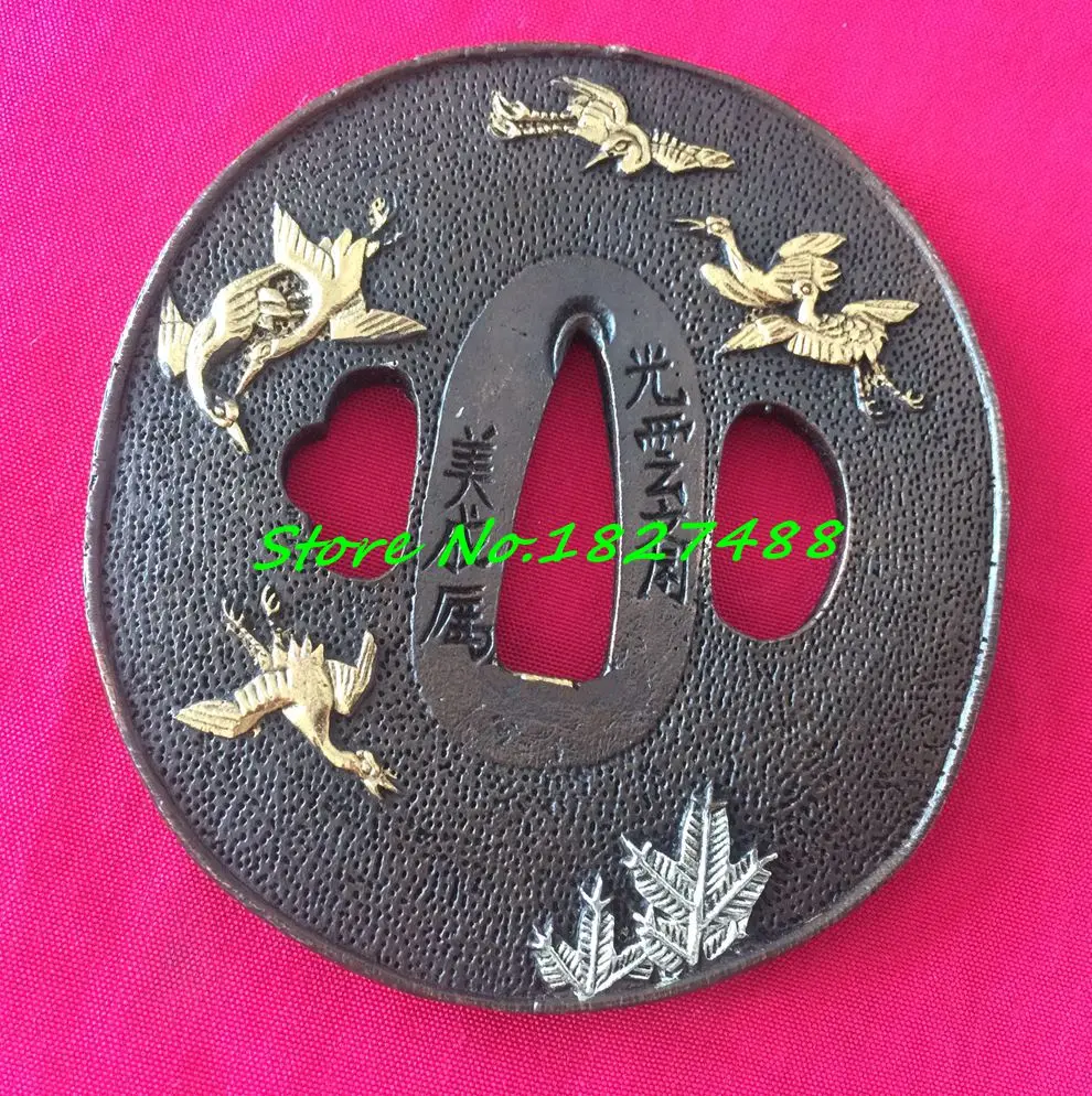 Японский полноразмерный меч журавль TSUBA FUCHI Кашира менуки красивая медная катана