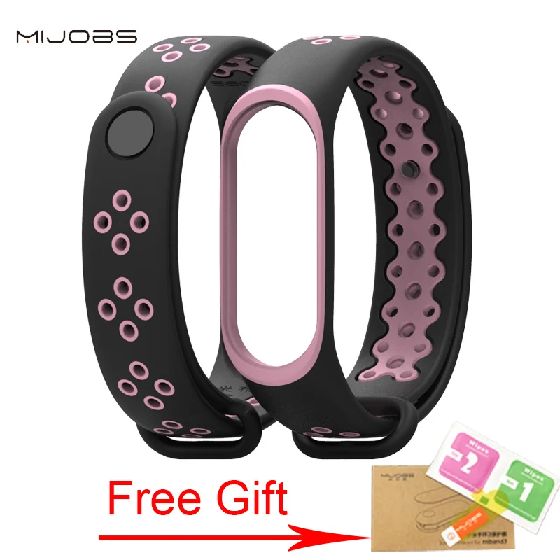 Black pink Xiaomi mi ремешок, 3 ремешка, браслет, цветной ремешок для mi Band 3, браслет, сменный смарт-браслет, аксессуары для mi band 3, силиконовый - Цвет: Black pink