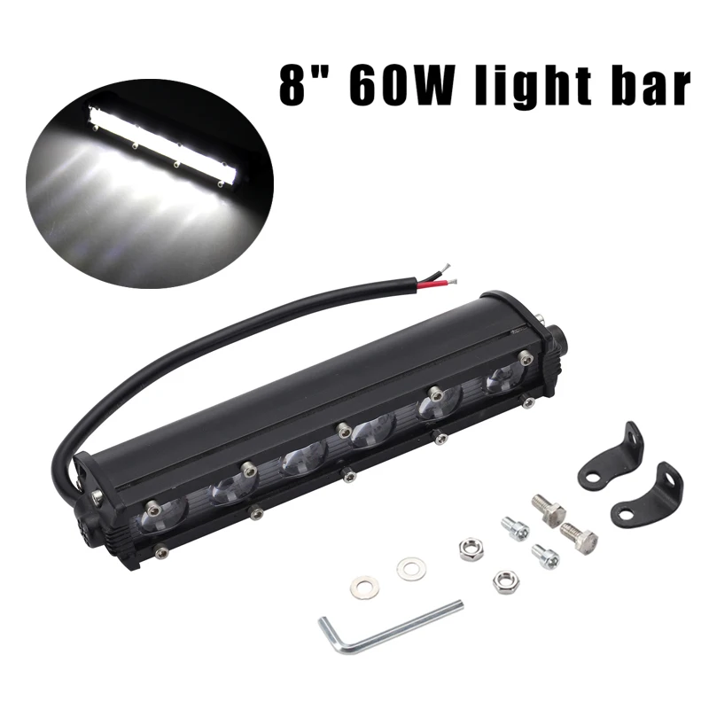 Ультратонсветильник Однорядный прожектор для внедорожника 1 шт. 8 дюймов 60 Вт 6000 К