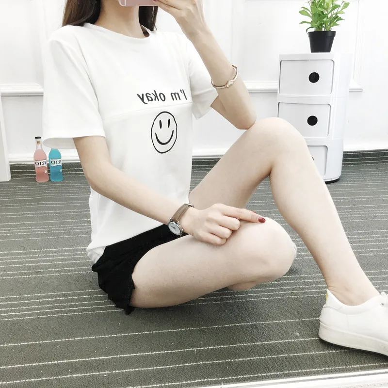 9008# милые хлопковые топы для беременных, Летние повседневные футболки для грудного вскармливания, Одежда для беременных женщин, футболки для беременных